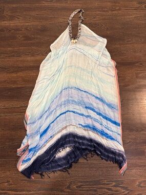 Pool to Party Women’s Light Blue Striped Women's Swim Coverup Dress One Size